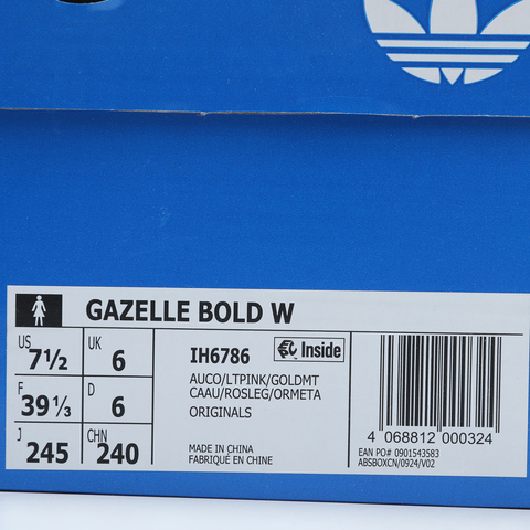 adidas Originals阿迪三叶草2025中性GAZELLE BOLD WORI-CLASSICIH6786