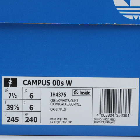 Adidas Original阿迪三叶草2025中性CAMPUS 00s WORI-CLASSICIH4376