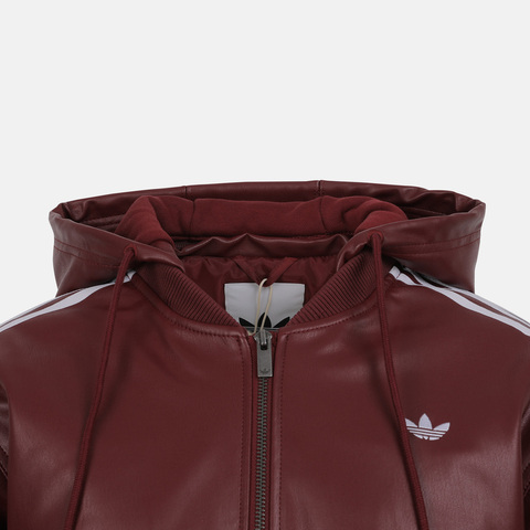 Adidas Original阿迪三叶草2025女子W PLEATHER JKT薄棉服KU6858