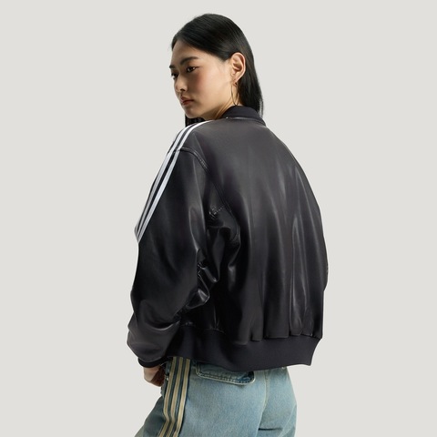 Adidas Original阿迪三叶草2025女子W PLEATHER JKT薄棉服KU6857