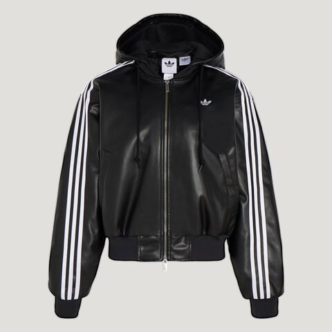 Adidas Original阿迪三叶草2025女子W PLEATHER JKT薄棉服KU6857