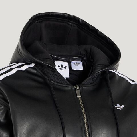 Adidas Original阿迪三叶草2025女子W PLEATHER JKT薄棉服KU6857