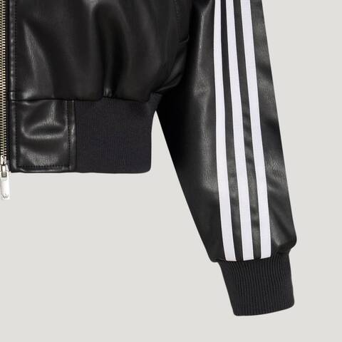 Adidas Original阿迪三叶草2025女子W PLEATHER JKT薄棉服KU6857