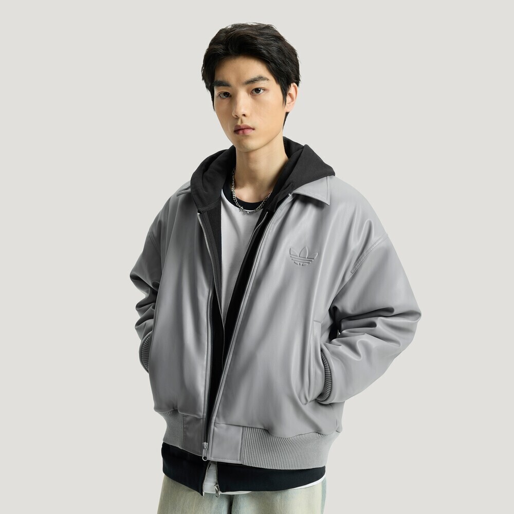 Adidas Original阿迪三叶草2025男子M SHERPA PU JKT皮衣IA7526