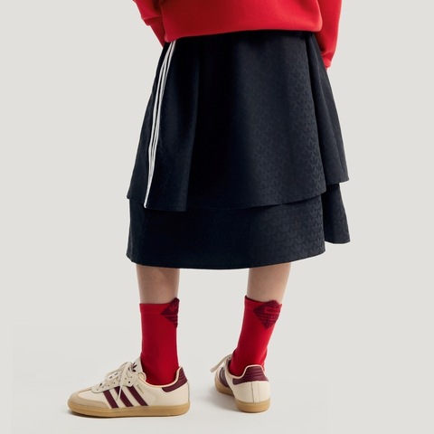 Adidas Original阿迪三叶草2025女大童JG WV SKIRT针织短裙KT4999