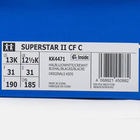 Adidas Original阿迪三叶草2025男小童SUPERSTAR II CF C三叶草童装KK4471
