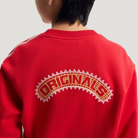 Adidas Original阿迪三叶草2025男大童JK 3S SWEAT针织无帽卫衣IA8933