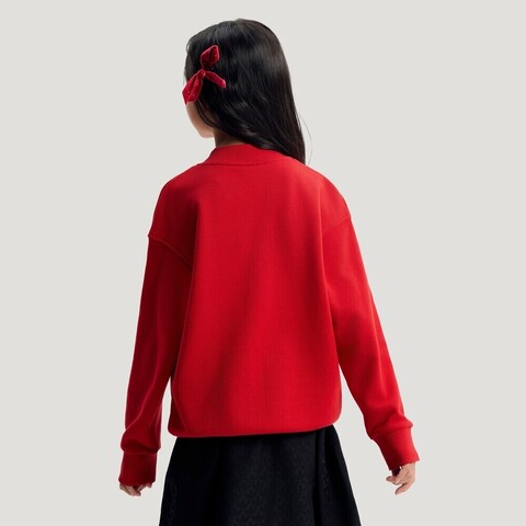 Adidas Original阿迪三叶草2025女大童JK SWEAT针织无帽卫衣KT4997