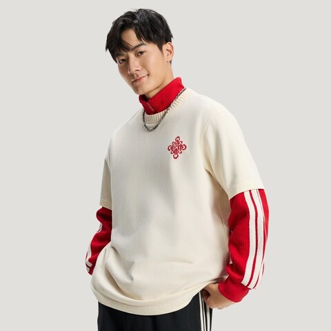 Adidas Original阿迪三叶草2025男子LNY TEE U针织无领短TKT0713