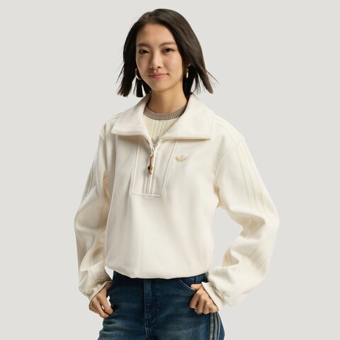 Adidas Original阿迪三叶草2025女子LNY HALFZIP W针织无帽卫衣KT0725