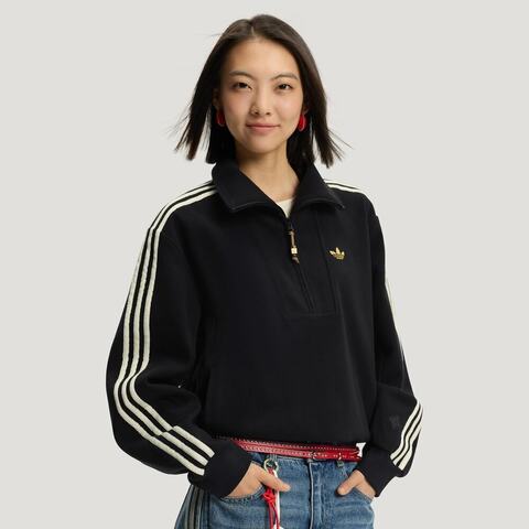Adidas Original阿迪三叶草2025女子LNY HALFZIP W针织无帽卫衣KT3135
