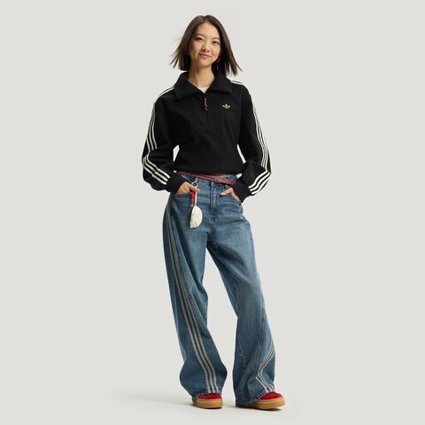 Adidas Original阿迪三叶草2025女子LNY HALFZIP W针织无帽卫衣KT3135