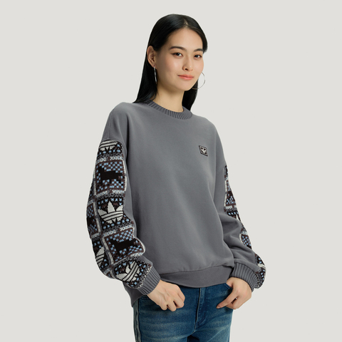 Adidas Original阿迪三叶草2025女子CRFT CREW W针织无帽卫衣IA8931