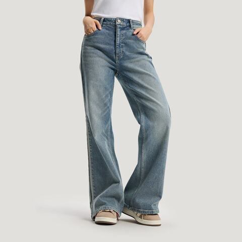 Adidas Original阿迪三叶草2025女子CRFT FLAIR PANT牛仔长裤KT3173