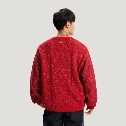 Adidas Original阿迪三叶草2025男子LNY SWEATER U毛线套头衫KT0693