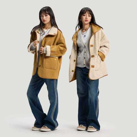 Adidas Original阿迪三叶草2025女子CRFT JKT W人造毛绒外套KT3145