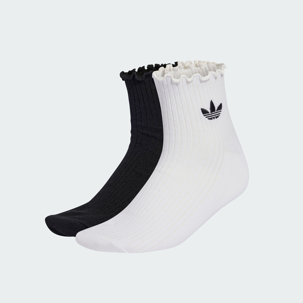 Adidas Original阿迪三叶草2026中性RUFFLE 1/4 S 2P短袜优惠装KD8367