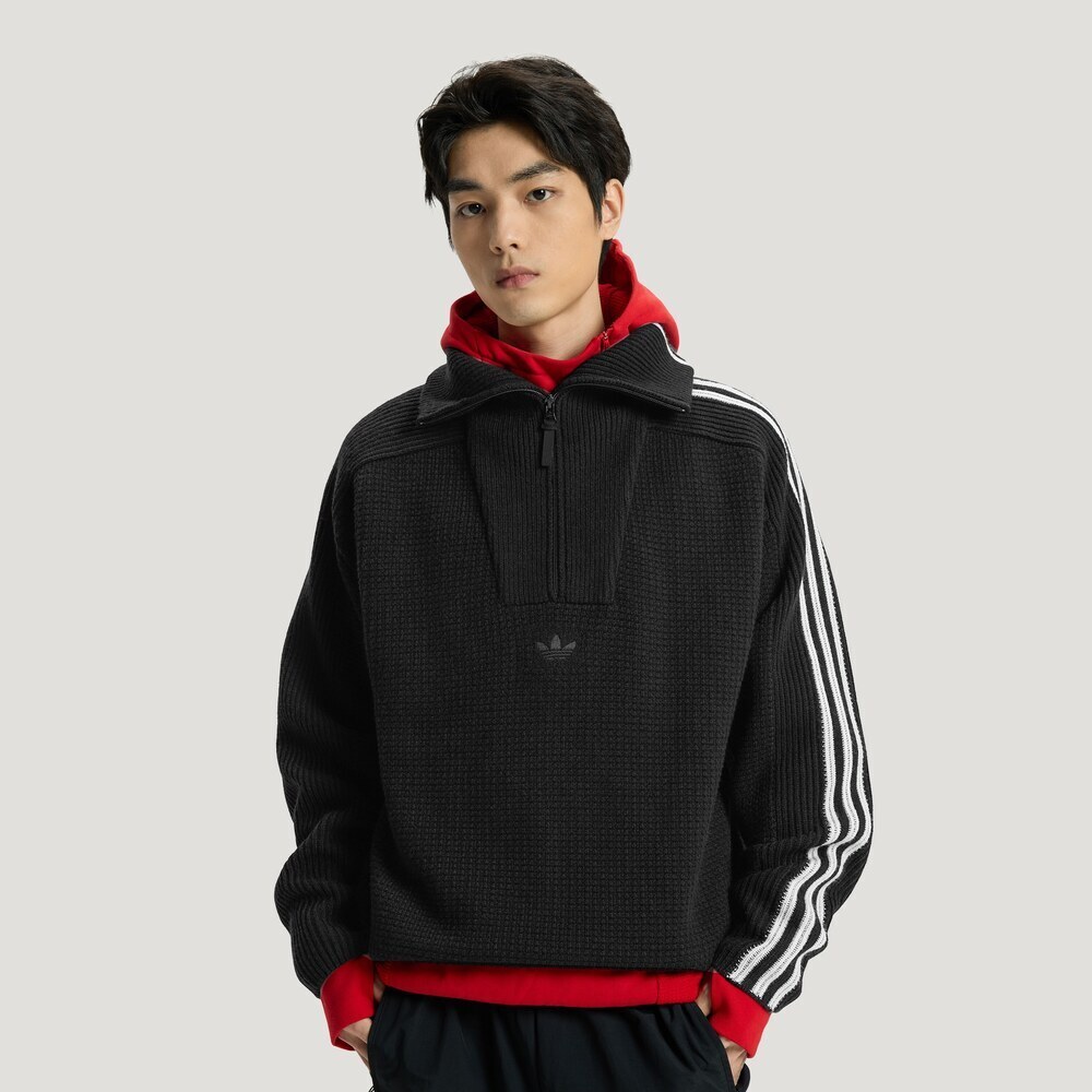 Adidas Original阿迪三叶草2026男子3S DELUX KNIT毛线套头衫KS5340