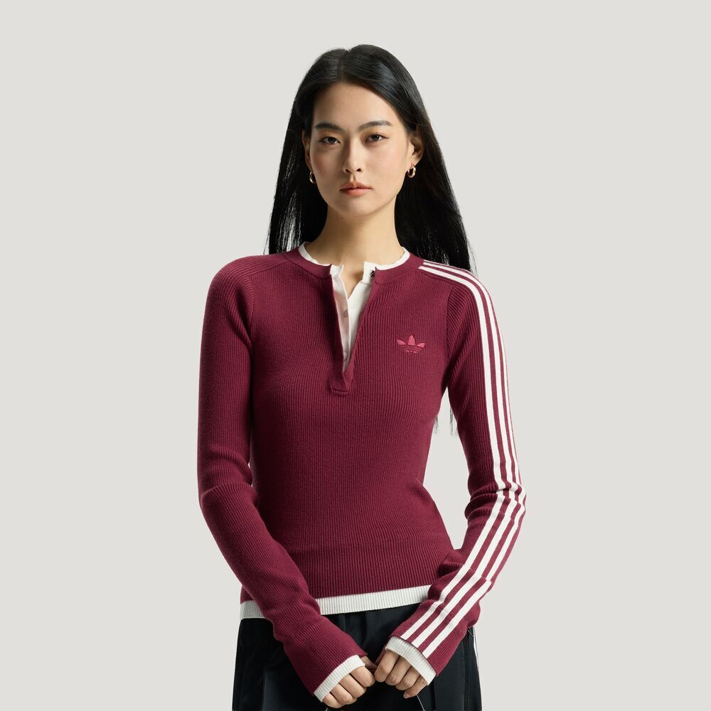 Adidas Original阿迪三叶草2026女子3S DELUX CREW毛线套头衫KS5332