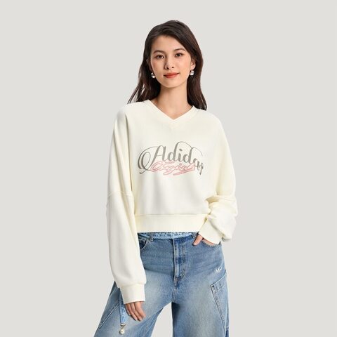 Adidas Original阿迪三叶草2026女子SWEAT CREW W针织无帽卫衣KR2623