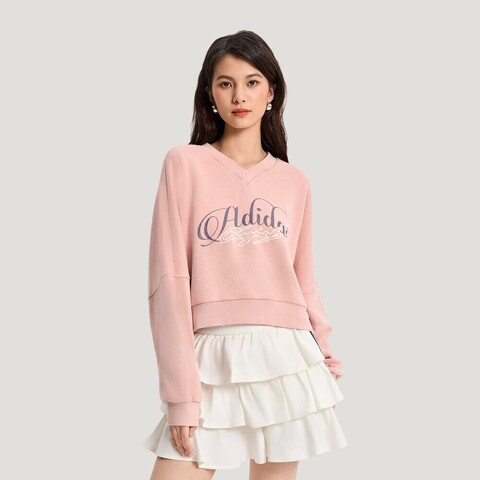 Adidas Original阿迪三叶草2026女子SWEAT CREW W针织无帽卫衣KR2624