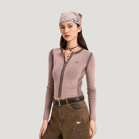 Adidas Original阿迪三叶草2026女子SWEATER JKT W毛线开衫KR5038