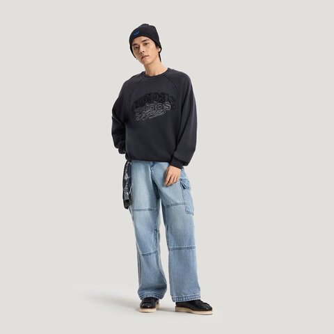 Adidas Original阿迪三叶草2026男子SWEAT CREW M针织无帽卫衣KR5047