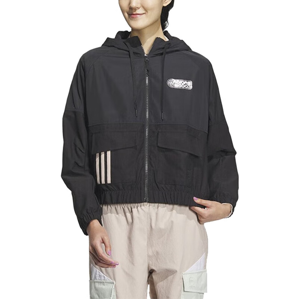 adidas neo阿迪达斯休闲2023女子W BBALL JKT6梭织外套IK3432