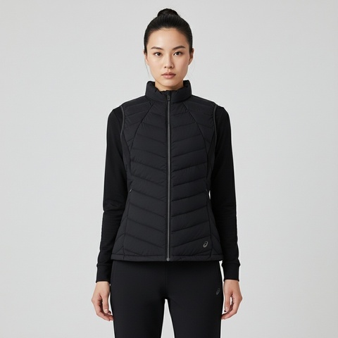 Asics亚瑟士2024女子女式运动轻量羽绒背心羽绒背心2032D406-001