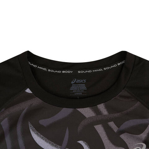 Asics亚瑟士2025男子男式跑步短袖T恤梭织无领短T2011D092-001