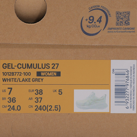 Asics亚瑟士2025女子GEL-CUMULUS 27CUMULUS1012B772-100