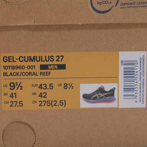 Asics亚瑟士2025男子GEL-CUMULUS 27CUMULUS1011B960-001