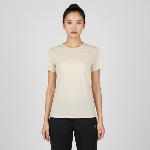 Asics亚瑟士2025女子女式跑步短袖T恤梭织无领短T2012D377-200