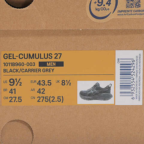 Asics亚瑟士2025男子GEL-CUMULUS 27CUMULUS1011B960-003