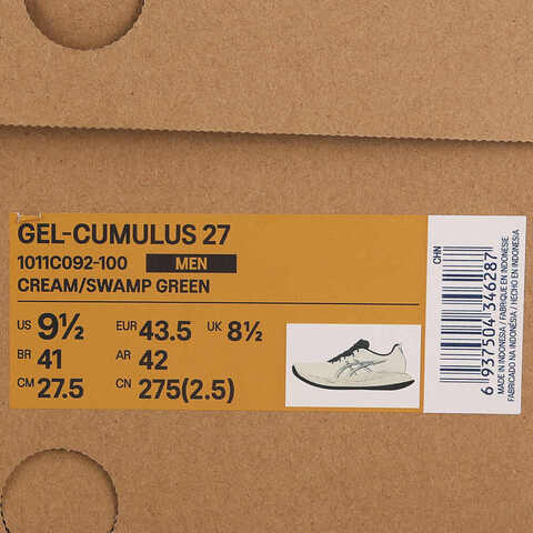 Asics亚瑟士2025男子GEL-CUMULUS 27CUMULUS1011C092-100