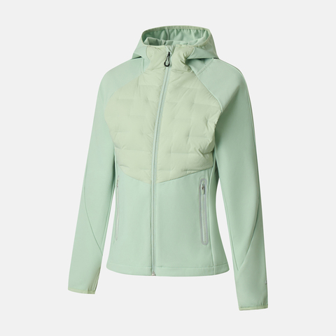 Asics亚瑟士2025女子女式跑步拼接羽绒连帽夹克薄羽绒服-短2012D390-300