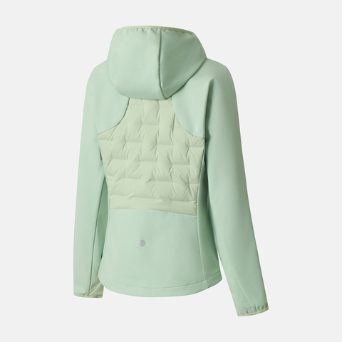 Asics亚瑟士2025女子女式跑步拼接羽绒连帽夹克薄羽绒服-短2012D390-300