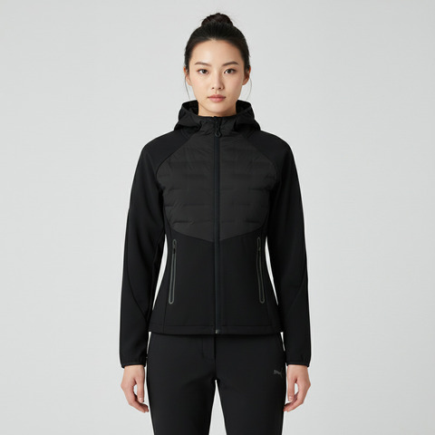 Asics亚瑟士2025女子女式跑步拼接羽绒连帽夹克薄羽绒服-短2012D390-001