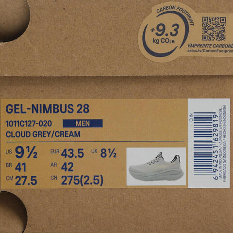 Asics亚瑟士2026男子GEL-NIMBUS 28NIMBUS1011C127-020