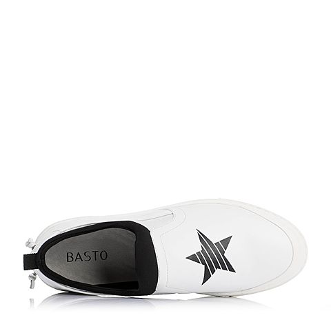 BASTO/百思图秋季白色软面牛皮男单鞋BCH12CM6