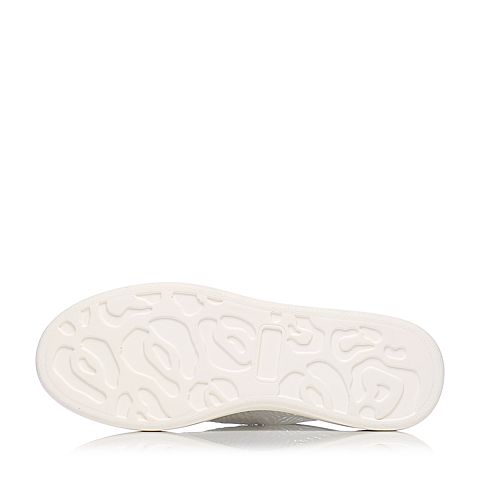 BASTO/百思图春季专柜同款白/银PU革/塑胶系带拼接女休闲鞋16A71AM6