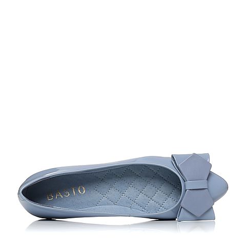 BASTO/百思图秋季专柜同款蓝色漆皮牛皮/羊皮蝴蝶结浅口女单鞋TXP22CQ6