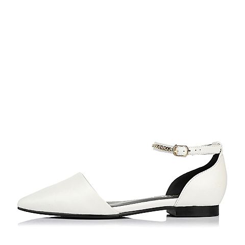 BASTO/百思图春季白色羊皮包跟尖头女凉鞋TS805AK7