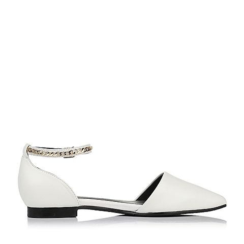 BASTO/百思图春季白色羊皮包跟尖头女凉鞋TS805AK7