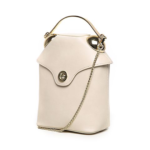 BASTO/百思图夏季白色人造革简约纯色时尚女链条包X1167BN7