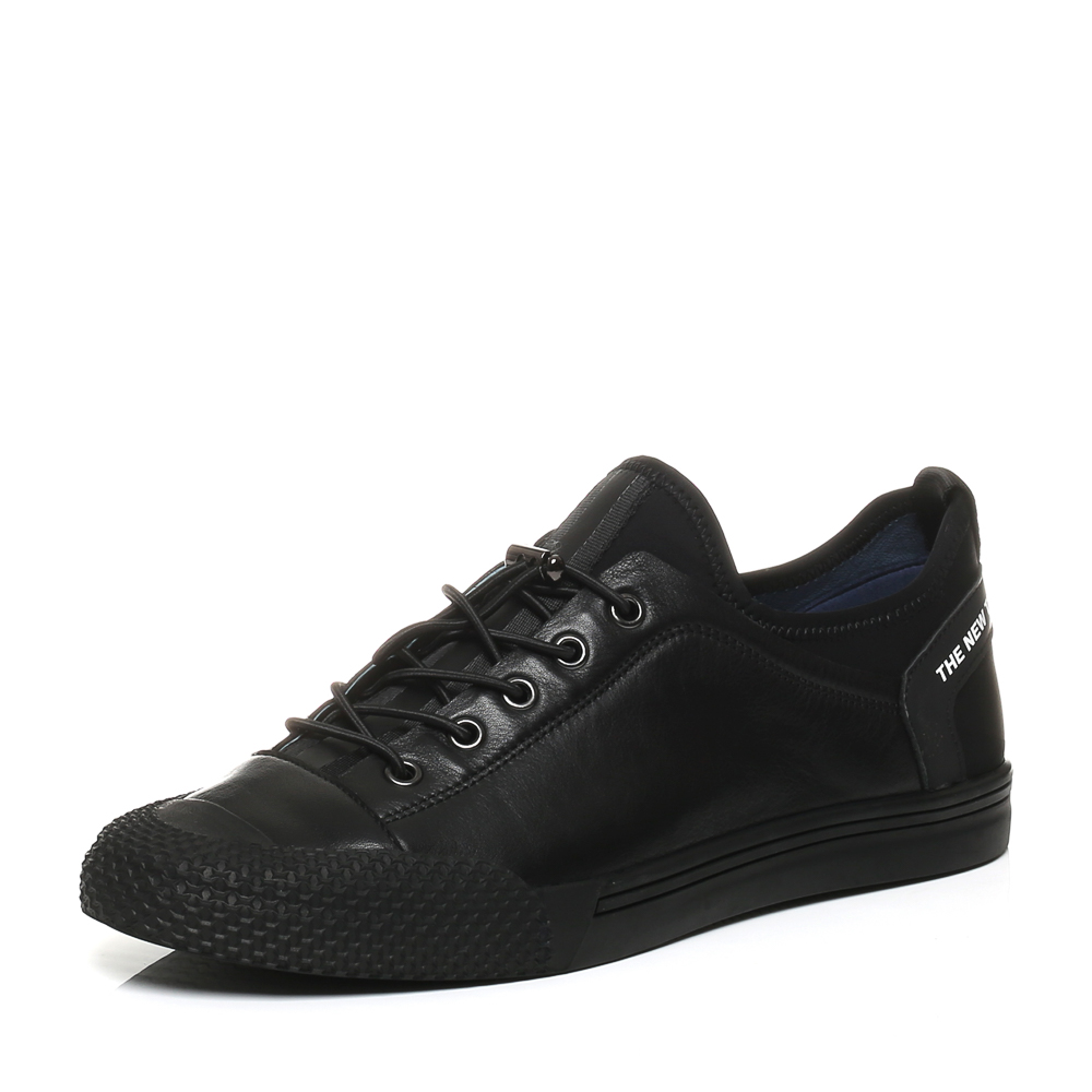 BASTO/百思图秋季专柜同款黑色软面牛皮/布面男休闲鞋BGT17CM7