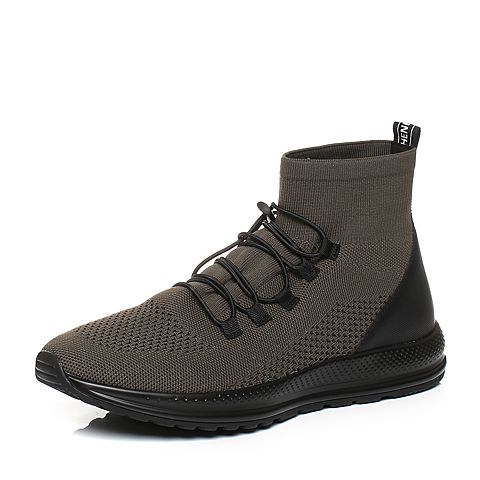 BASTO/百思图冬季专柜同款拼接松紧带男休闲鞋BID29DD7