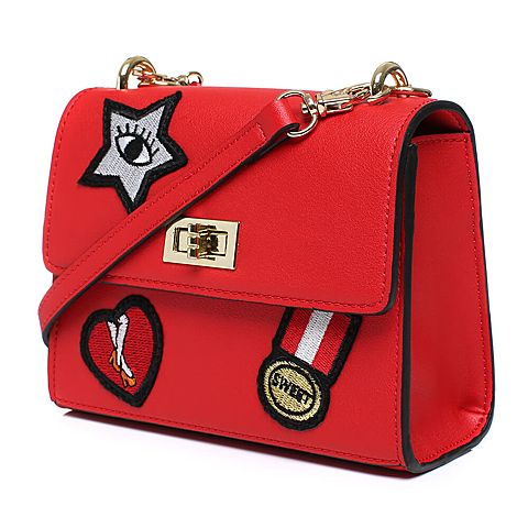 BASTO/百思图秋季红色人造革小巧可爱贴布时尚女包X1209CN7