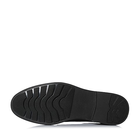 BASTO/百思图冬季专柜同款黑色胎纹牛皮简约系带男皮鞋BRI02DM7