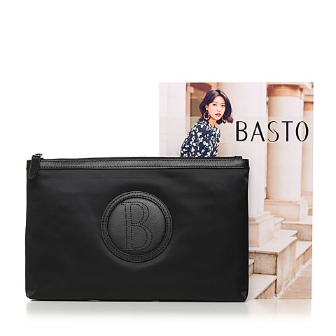 BASTO/百思图冬季专柜同款黑色休闲时尚尼龙夹包8156DDX7